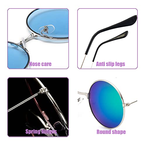 10Pairs Hippie Sunglasses 70s Glasses Vintage Hippie Glasses Colored Round Glasses for Women3