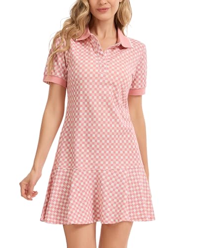 Image of YEXPINE Polo Dress for Women Short Sleeve Ruffle Hem Golf Tennis Summer Mini Dresses