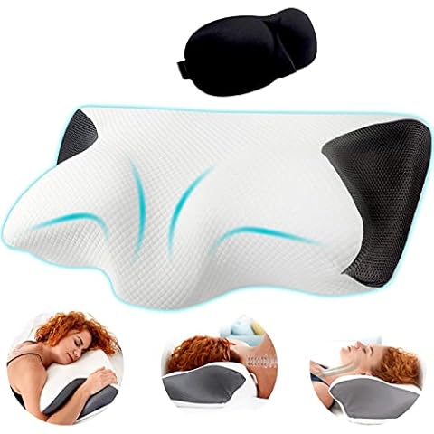 TheComfortZone Neck Pillow For Neck Pain Orthopedic Pillow For Shoulder Pain Memory Foam Pillow For Side Sleepers with Infused Cooling Charcoal Anti Snore Pillow Cover