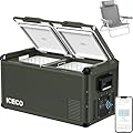 ICECO VL75ProD 12V Refrigerator, Dual Zone Portable Fridge with SECOP, Multi-directional Lid, 0-50°F, APP Control, Dual USB 12/24VDC&110-240VAC, Car Refrigerator For Car| With Beach Chair-Grey