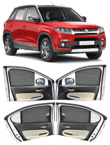 Image of Autofact Car Sunshades for Maruti Brezza (2016 to 2021), UV Protection, Useful Car Accessories, Custom fit Sun Shades for Side Windows, Set of 4
