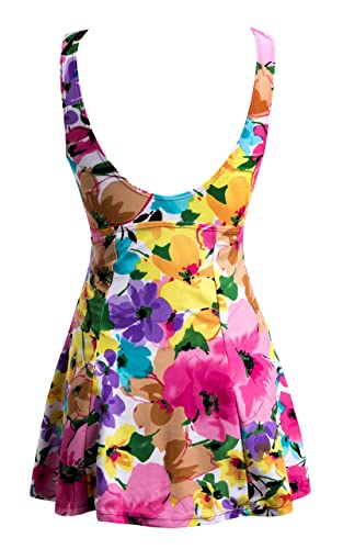 Wantdo Women's One Piece Cover Up Swimsuit Dress Swimwear Beachwear Plus Size Rose Red US 16-18