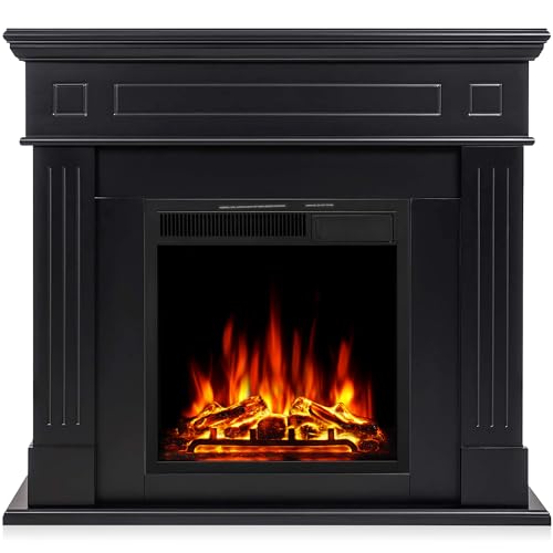 R.W.FLAME 43” Electric Fireplace Mantel Wooden Surround Firebox, TV