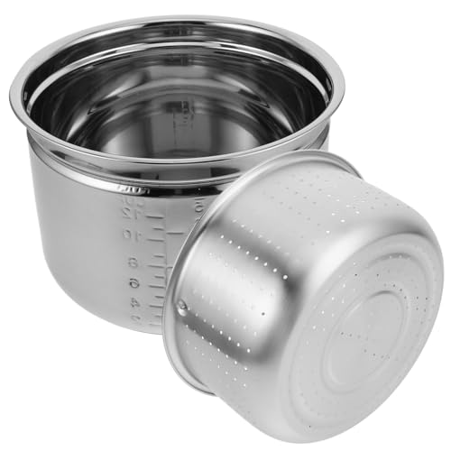 UKCOCO Olla Interior de Acero Inoxidable para Olla Eléctrica de Arroz con Cesta para Cocinar al Vapor y Drenaje Diseño para Separar Arroz y Sopa para Control de Azúcar y Cocción