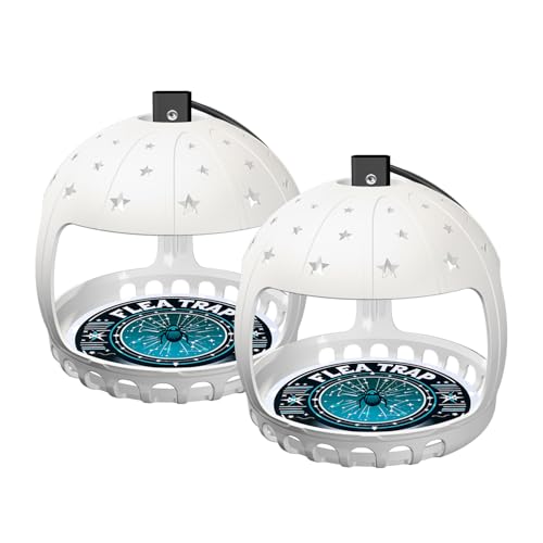 Juego de 2 trampas para pulgas con 8 Discos pegajosos, 6 Bombillas, 2 Cables eléctricos, trampas para Uso en Interiores en su hogar, Trampa para pulgas de Interior Segura, sin Peligro (Blanco)