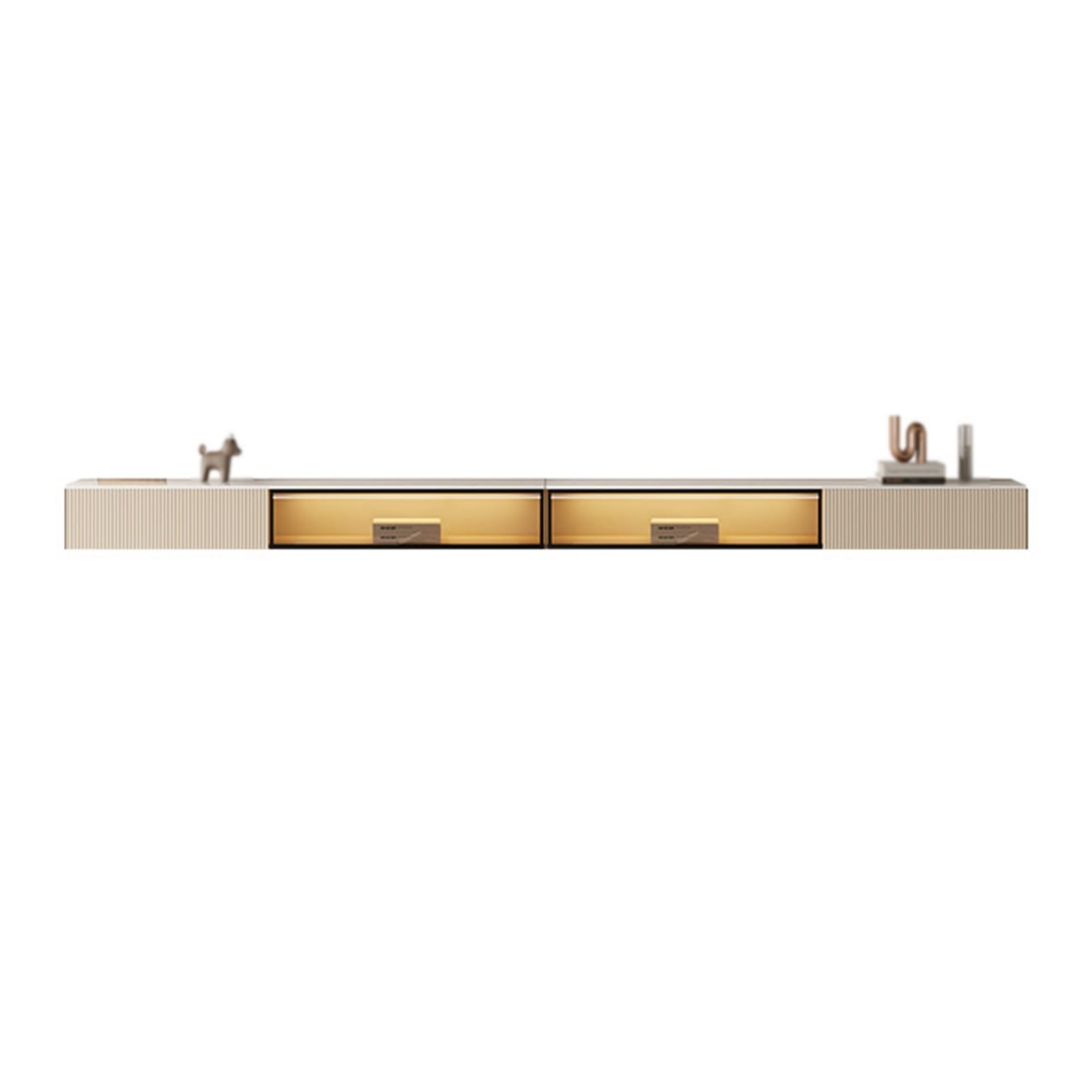 Moderno soporte de pared flotante para TV con puertas abatibles, elegante centro de entretenimiento y estante de almacenamiento para televisores de hasta 55 pulgadas, diseño de ahorro de espacio