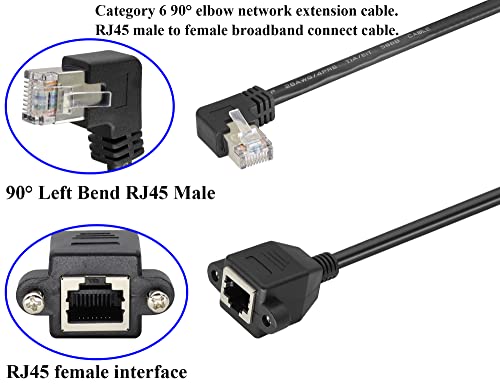zdyCGTime RJ45 Gigabit Broadband Cat6 High Speed Network Cable Extension Cable RJ45 90° Right Angle Male to Female Connector Ethernet Cable for Routers,Network Printers etc. (Left/0.6M) - Image 3