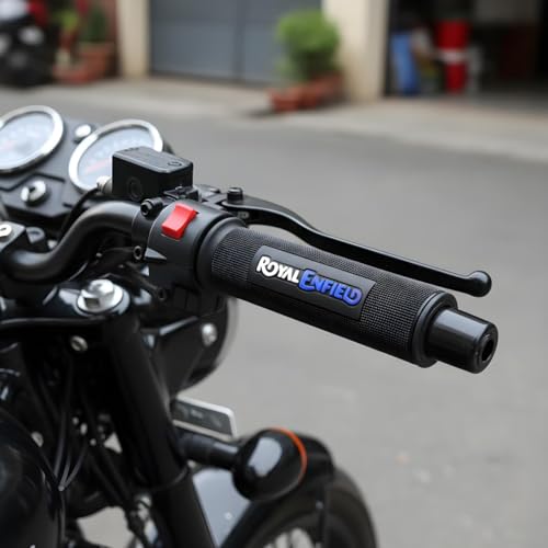 Image of EAZ Grip Covers for Royal Enfield Written, Universal for Royal Enfield Bikes, Set of 2pc (Blue)