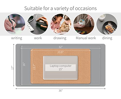 RENMTURE Dual-Sided Mouse Pad, Natural Cork & PU Leather Large Desk Pad for Office and Home Work, Desk Protector Non-Slip, Waterproof, Easy Clean - Image 7