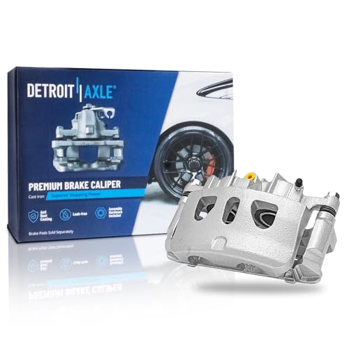 Image of Detroit Axle - Front Left Brake Caliper for Ford Explorer Taurus Flex Lincoln MKS MKT, Police Interceptor Utility Sedan, Special Service Police Sedan, Disc Brake Caliper w /Bracket Replacement