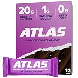 Atlas Protein Bar - Keto Friendly, Chocolate Cacao (10-Pack) - Grass Fed Whey, Low Sugar, Clean Ingredients, Gluten Free, Soy Free, and GMO Free