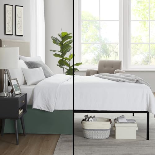 Image of Nestl Forest Green Full Bed Skirt - Full Size Bed Skirt 14 Inch Drop - Brushed Microfiber Bed Skirts - Hotel Quality Pleated Bed Skirt - Shrinkage & Fade Resistant