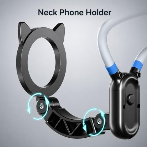 Image of Magnetic Neck Phone Holder with Strong MagSafe Mount, Flexible Hands-Free POV Recording Stand, 360 Adjustable Foldable Mobile Holder for Vlogging, Travel, Cooking & Video Shooting