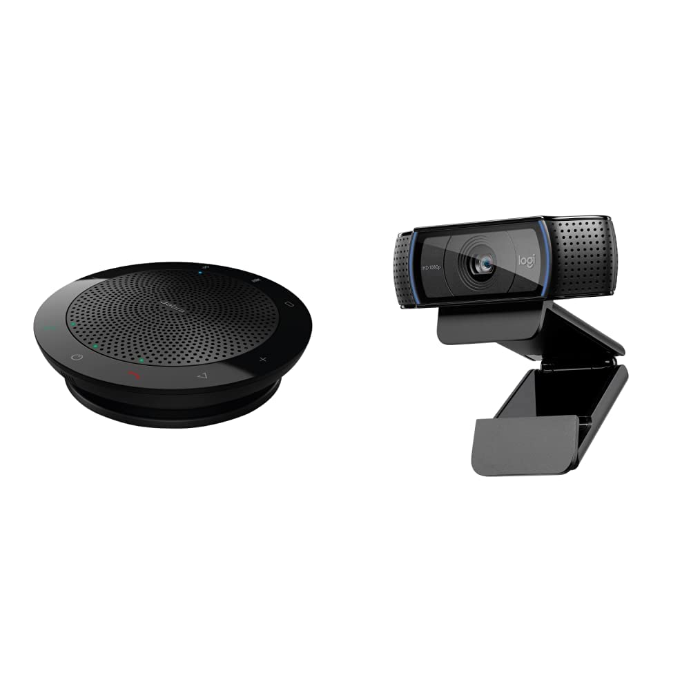 Jabra Speak 510 Speaker — Portable Bluetooth Speaker & Logitech C920 HD PRO Webcam, Full-HD 1080p, 78° Sichtfeld, Autofokus, Klarer Stereo-Sound, Belichtungskorrektur - Schwarz