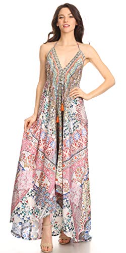 Image of Sakkas Lizi Womens Maxi High-Low Halter Handkerchief Long Dress Beach Party