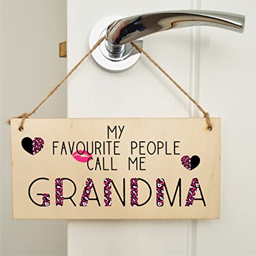 The Plum Penguin Handmade Wooden Hanging Wall Plaque Favourite People Call Me Grandma Fun Leopard Print Gift Sign Mother's Day - Image 4