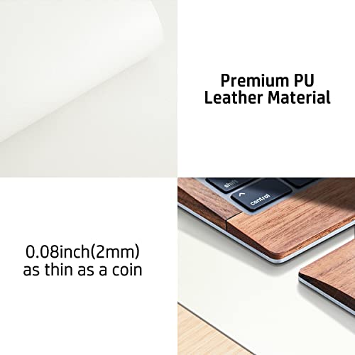 Image of Aothia Leather Desk Pad Protector, Mouse Pad, Office Mat, Non-Slip PU Leather Blotter, Laptop Pad, Waterproof Writing Pad for Office and Home (23.6 inch X 13.7 inch, White)