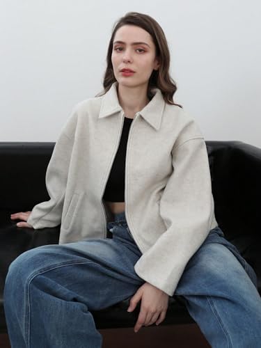 Trendy Women's Casual Coat: White Lapel Long Sleeve Jacket with Pockets (Large) for Effortless Style - Image 6