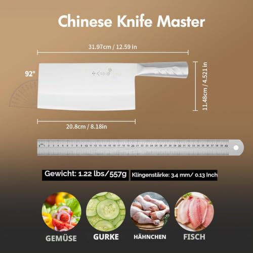 SHI BA ZI ZUO Küchenmesser 8 Zoll Vielseitiges Metzgerbeil Hackmesser zum Schneiden von Fleisch und zum Hacken von Knochen für die Küche zu… – Ansicht 4