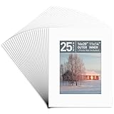 Golden State Art, Acid Free, Pack of 25 16x20 White Picture Mats Mattes with White Core Bevel Cut for 11x14 Photo