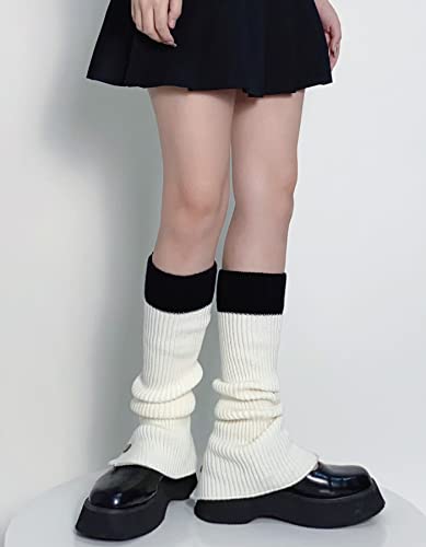 Image of WODECASA Girls Kawaii Leg Warmers Knitted Flared Leg Sleeves Goth Crochet Baggy Cuff Ankle Heap Socks