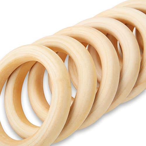 Ziqi 80 Pcs Wooden Rings For Crafts, Natural Unfinished Solid Wood Rings Smooth Wood Circles For Diy Craft, Ring Pendant Connectors, Jewelry Making And Macrame Decor (2.75"/70Mm) #TOP2