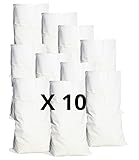 Romon 10 Schuttsäcke 55x95cm - Gewebesack aus Polypropylen Weiß - Gartensack Wiederverwendbar 50kg für Baustelle, Sand, Erde, Kies