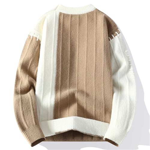 Men Harajuku Patchwork Pullovers Sweater Crew Neck Long Sleeve Thick Casual Knit Jumper2