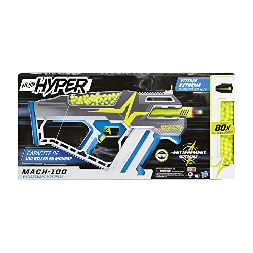 Nerf Hyper Blaster motorisé Mach 100 80 Billes en Mousse Nerf Hyper Lunettes Vitesse de 33 / Recharge Facile capacité de 100 Billes - vue 2