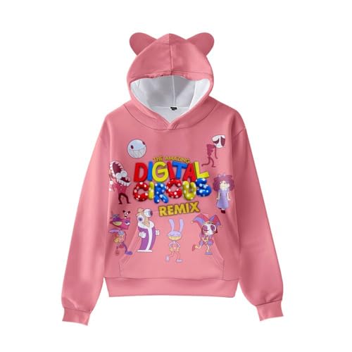 Girls Cartoon Print The Amazing Digital Circus Cat's Ears Design 3D Hooded Sweatshirt