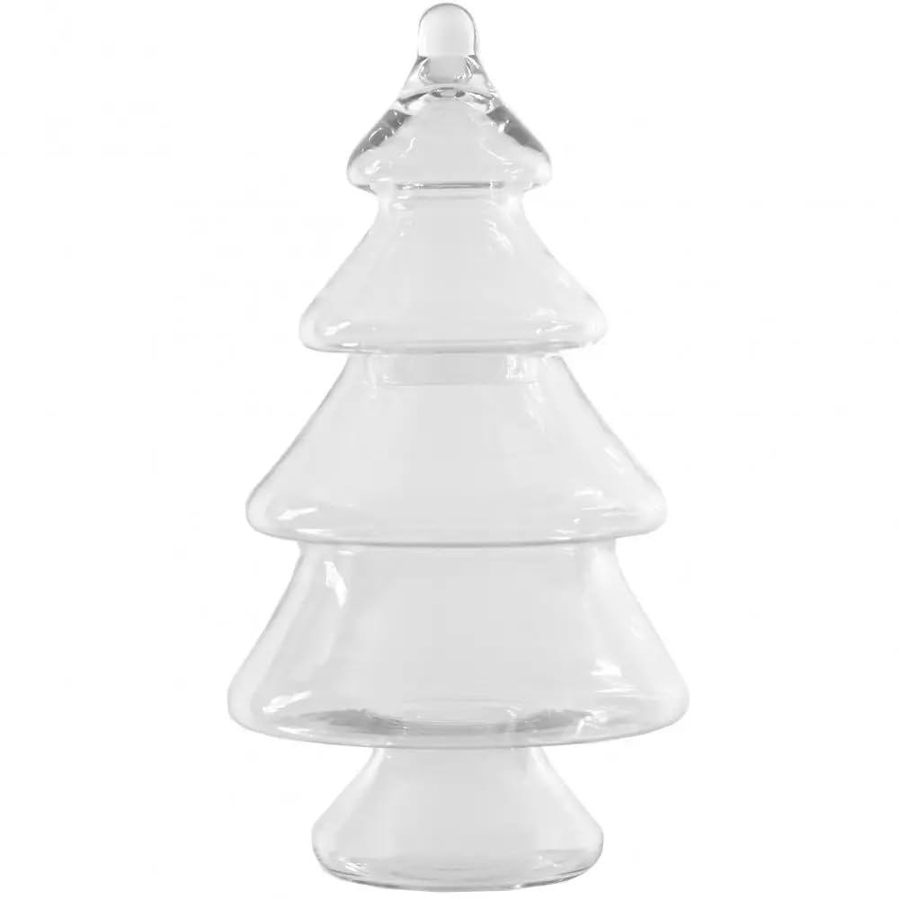 Albero di Natale in vetro decorato AzaliaDesign H-40 cm da riempire e decorare da soli - Barattolo in vetro per dolci, albero decorativo DIY, decorazione natalizia festiva per la casa