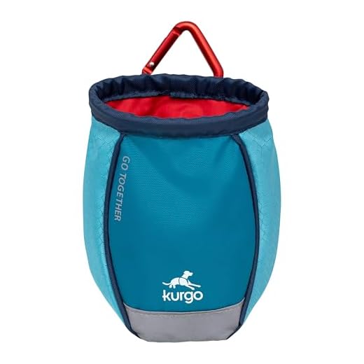 Kurgo Go Stuff-It, Bolsa de Chuches para Perros, Adiestramiento Manos Libres, Lavable a Máquina, Incluye Mosquetón, Azul
