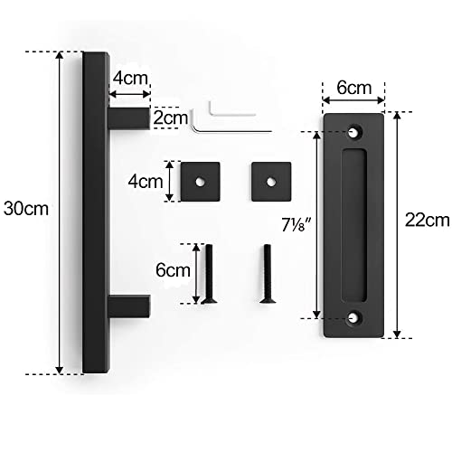 YANGHX Barn Door Handle 30cm Pull Handle for Sliding Barn Door Heavy-Duty Materials (Square), Black - Image 2