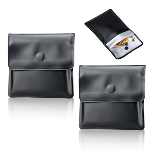2 Pcs Portable Pocket Ashtrays Portable Cigarette Ash Portable Compact and Fireproof Pocket Ashtrays Smell Proof Bag Cigarette Case Accessories Litter Tray