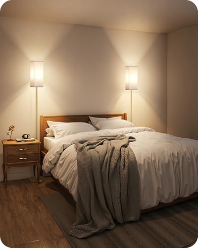 Image of 2Pack Floor Lamp, Pole Lamp with Foot Switch, Modern Standing Lampshade, Minimalist Freestanding Lamp (Bulb Not Included)for Living Room, Bedroom,Study, ETL Listed,Gold and White DCW07LDP205