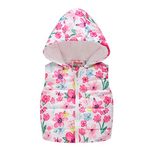 Arystk Kids Baby Grils Boys Coat Toddler Hooded Sleeveless Floral Vest Warm Waistcoat
