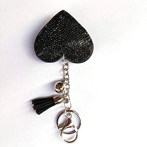 Design romântico amor coração chaveiro feminino contas de strass chaveiro bolsa pingente longa borla