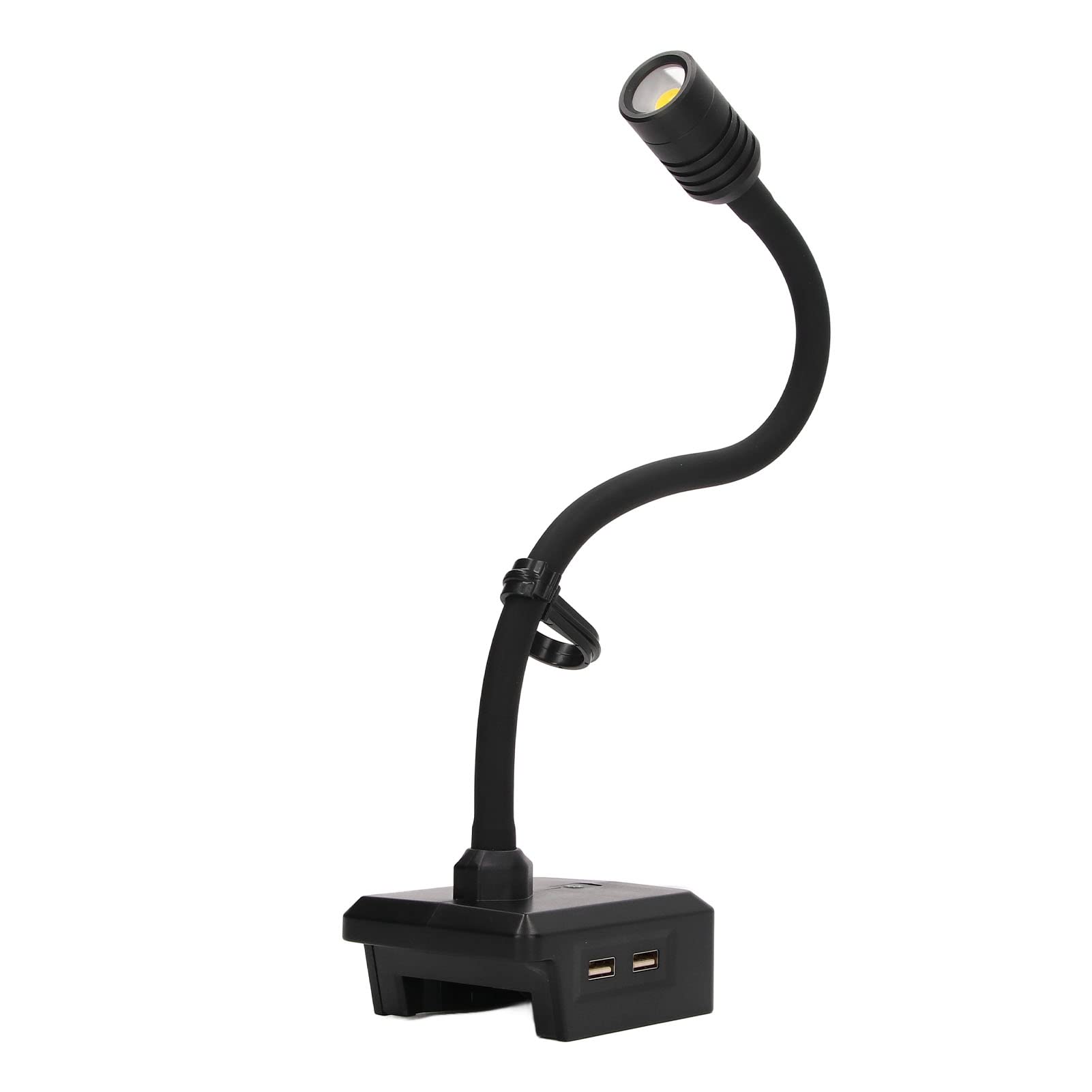 Eujgoov Wiederaufladbare LED-Schwanenhals-Arbeitsleuchte, Arbeitsleuchte mit 2 USB-Anschlüssen, 3-stufig Verstellbar mit Haken