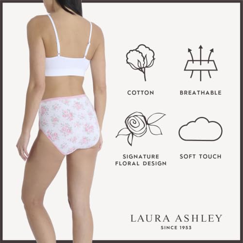 Image of Laura Ashley Women's Cotton Brief Underwear Set, High-Waisted Panties for Women, 5-Pack