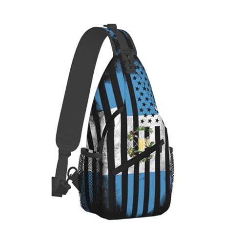 SUNNYEE Guatemala Guatemalan American Flag Crossbody Bags Sling Backpack Cross Chest Bag Sports Shoulder Bag Gym Fanny Pack Adjustable Cycling Daypack Diagonally Rucksack for Running2
