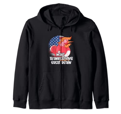 Haz que el Día de Acción de Gracias sea genial de nuevo, divertido Trump bandera de Estados Unidos Sudadera con Capucha