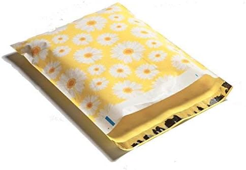 10x13 - Cute Yellow Daisy Designer Printed Poly Mailers Shipping Envelopes Self Sealing Boutique Custom Bags (30 Pcs)