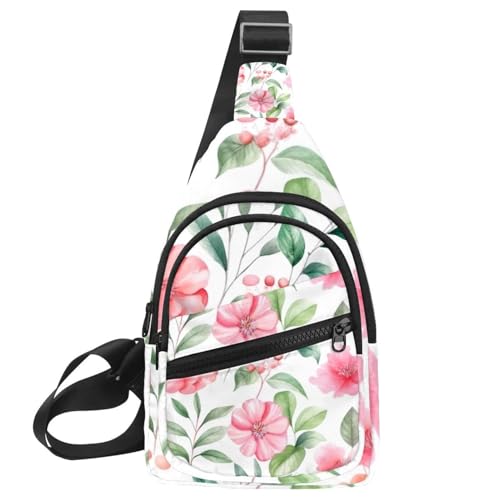 CHENZZZZ Mochila cruzada convertible, diseño de flores rosas con hojas, bolsa de pañales pequeña, mochila de senderismo, Multicolor 01, 11.8x7x1.5in/30x18x4cm