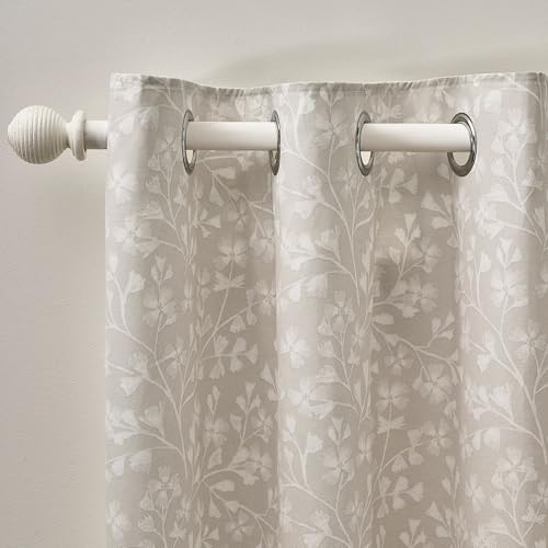 Catherine Lansfield Brooke Floral - Cortinas Forradas con Ojales (167,6 x 182,8 cm), Color Natural