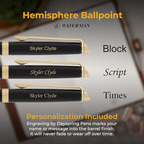 Engraved-Waterman-Hemisphere-Ballpoint-Pen-in-Black-Lacquer-with-Gold-Trim-Personalized-Executive-Gift-for-Graduation-Professional-Milestone-or-Office