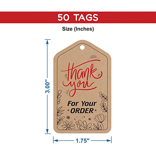 Image of Clickedin - Thank You Brown Tags for Packaging with String 50 Pieces