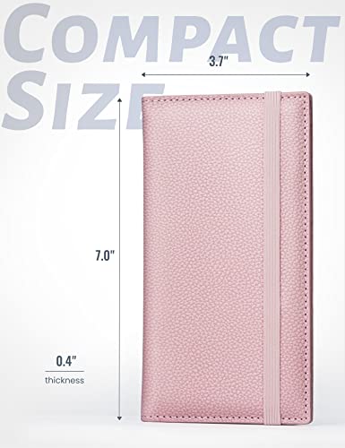 Image of Yarnic Checkbook Cover for Personal Checkbook, Checkbook Holder with Pen Holder & Built-in Clear Plastic Divider for Duplicate Checks (Baby Pink)