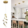 EIDISUNY Modern LED Pendant Light Fixture, 15W Spiral Led Chandelier Hanging Lamp, 4500K Pendant Lights Kitchen Island, Adjustable Height Pendant Light for Dining Room Bedroom Kitchen Island Cafe