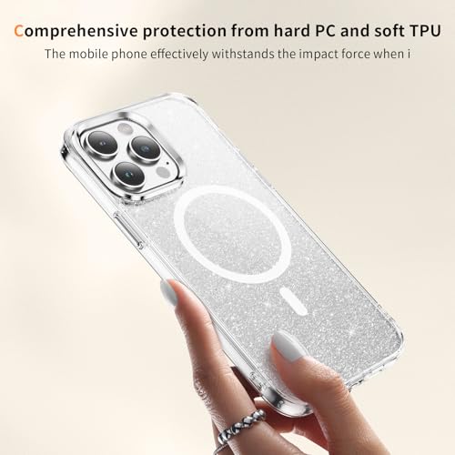 COTDINFOR Glitter Case for iPhone 13 Pro Max, [Compatible with Magsafe] Anti-Yellowing Cute Sparkly for Women Girls Clear TPU Bumper Shockproof Phone Case for iPhone 13 Pro Max 6.7" Bling Sliver JYS by COTDINFOR - Image 7