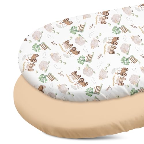 Image of Gllquen Baby Bassinet Sheets 2-Pack for Baby Girl Boy Yellow Farm